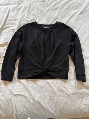 Women’s Cropped Black Twist-Front Sweatshirt